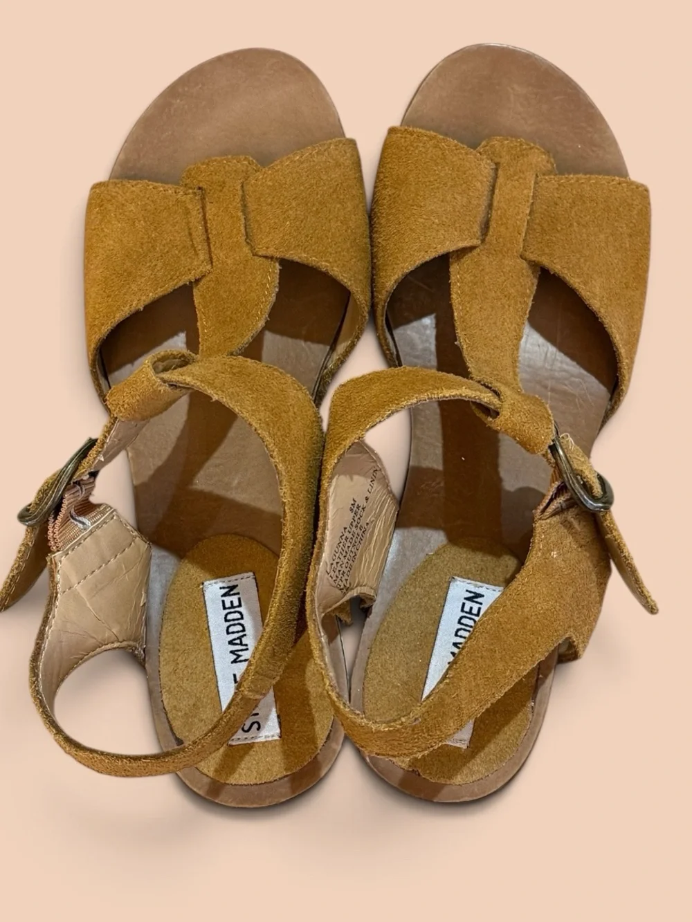 Steve Madden Lagunna Suede Platform Clog Sandals Tan Brown Size 8